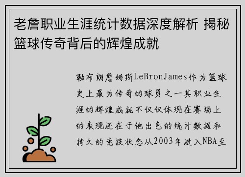 老詹职业生涯统计数据深度解析 揭秘篮球传奇背后的辉煌成就